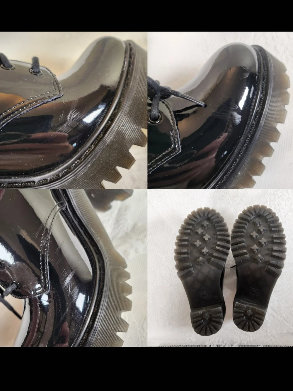 Dr. Martens Salome US7/EU38/UK5 Black Patent Oxford Lace-Up Heels